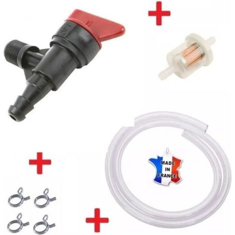 Kit essence BRIGGS ET STRATTON 399517 396244 698182 M73553 : robinet + durite + filtre + collier tondeuse tracteur