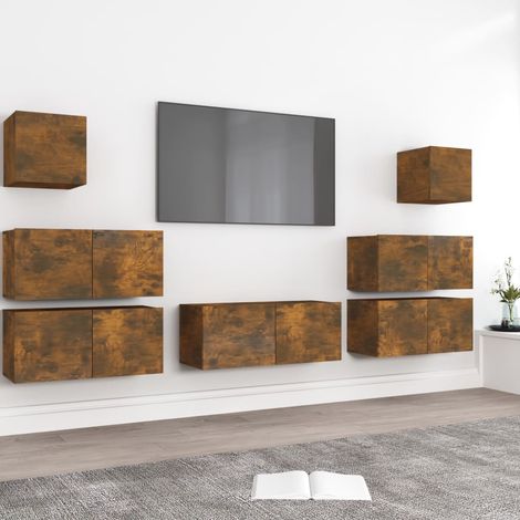 Ensemble de meubles TV 7 pcs pour Salon - Armoire TV Chêne fumé Bois d'ingénierie BV320325 - BonneVie (1/5)