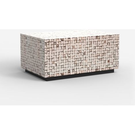 Couchtisch rechteckig mit Intarsien aus Holz, handgefertigt Kala