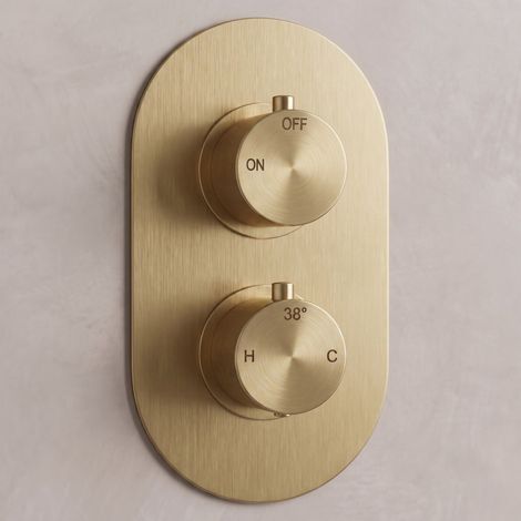 Signature Reflex Thermostatic 1 Outlet Concealed Shower Valve Dual Handle - Brushed Brass (1/3)