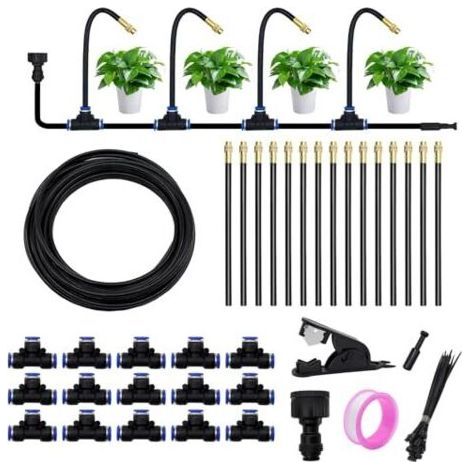 Système d'irrigation automatique de jardin, système d'irrigation de jardin à 360°, kit d'irrigation par brumisation avec buse réglable, système d'irrigation pour jardin, cour, pelouse (1/5)