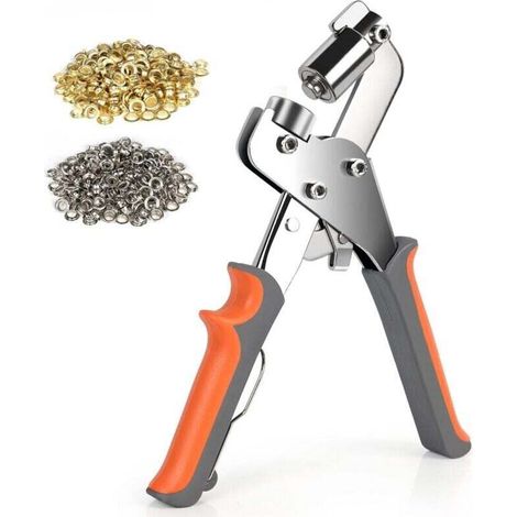 Kit d'outils pour œillets, 10 mm, pince à œillets en métal, outil de perforation, PVC, avec 300 œillets en aluminium