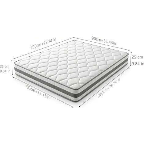 Materasso 90x200 H4 alto 25 cm in schiuma e molle insacchettate a 7 zone HOMVRA (1/5)