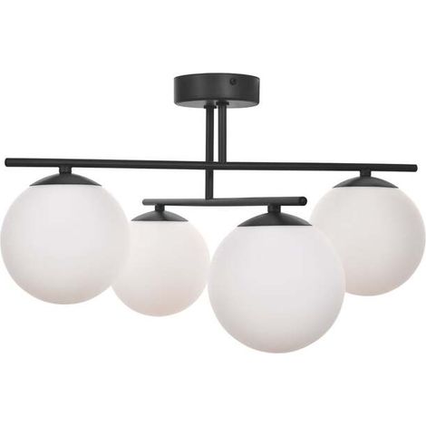 [GEBRAUCHT] B-Ware Deckenleuchte Aurora schwarz Ø 50 cm 4-flammig Glas E14 dimmbar IP20 (1/2)