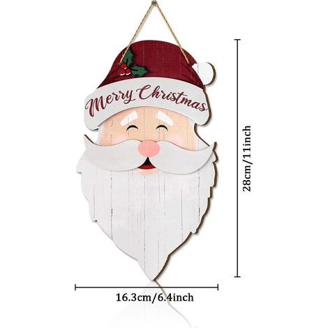 Plaque De Porte Noël - Plaque En Carton Rigide 36 X 25 Cm - Décor Extérieur Pour Porte D'Entrée Ou Porche - Style Ferme Rustique - 1 Pièce (1/5)