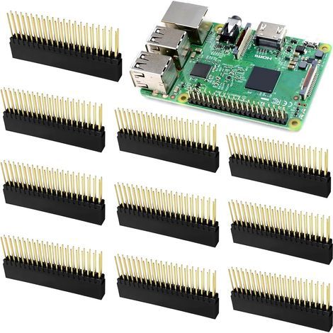 10 piezas de conectores de placa PCB de doble fila separable de 2x20 pines y 2,54 mm, macho y hembra para prototipado y reparación electrónica de Arduino, Raspberry Pi y ESP32 (1/5)