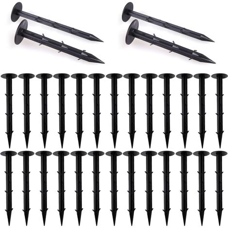 Lot de 100 piquets d'ancrage au sol pour toile non-tissée de jardin - Crochets de terre extra solides - Lutte contre les mauvaises herbes - Film de protection du sol - Piquet de terre - Filet (1/4)