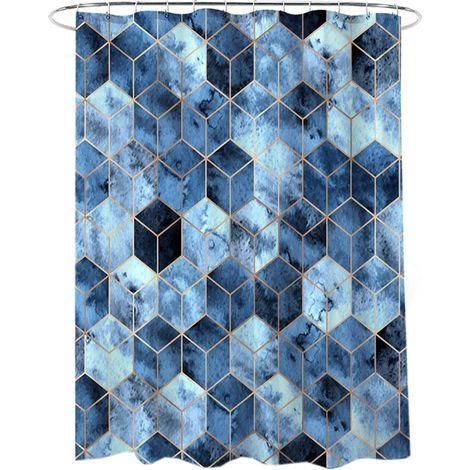 Rideau De Douche - Polyester Imperméable - Séchage Rapide - Motif Géométrique - Pour Salle De Bain - 1 Pièce (1/5)