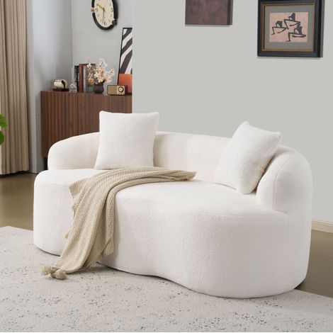 Divano 2 posti 170x89x70 cm in tessuto bianco, salvaspazio per piccoli salotti FloraGrace (1/5)