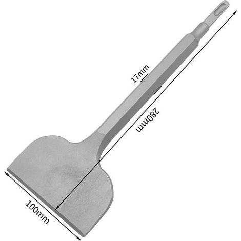 Burin, broche et ciseau de maçon Burin Plat 17x100 X 280mm - Idéal Pour Enlever Le Béton Et La Maçonnerie - Sds Carré Extra Hardened Tip - Burinage Avec Un Marteau De Démolition Burin - Burin D
