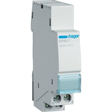 Hager – Télévariateur universel 300W – Compatible CFL et LED 60W – Commande par bouton-poussoir – Installation sur rail DIN – Économie d'énergie jusqu'à 10%