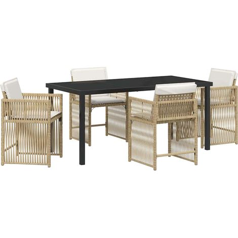 Maison Exclusive - Set da Pranzo per Giardino 5 pcs Beige polyrattan (1/5)