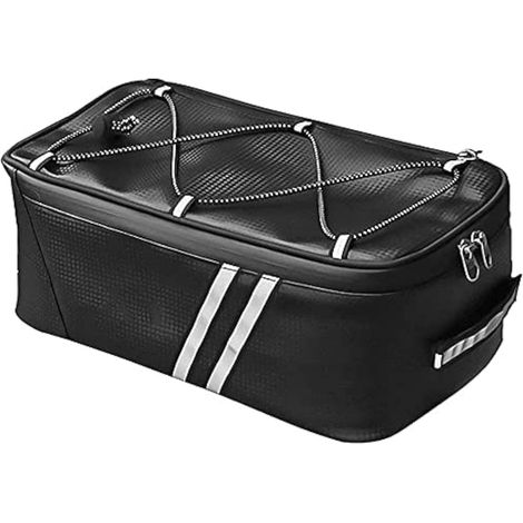 Sac de Vélo Électrique Étanche - Sacoche de Siège avec Rangement, Coffre pour Porte-vélos, Bande Réfléchissante - Noir (8L) (1/5)