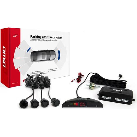 Kit de sensores de aparcamiento traseros LED, 4 sensores, negro, dorado, 18 mm, amio-01577 (1/5)