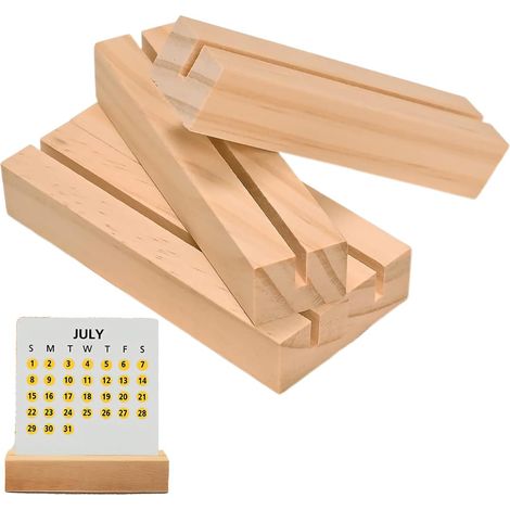 4 Porte-cartes en Bois, Support de Cartes avec Adhésif Double Face, Porte-cartes de Table pour Mariages, Restaurants, Banquets et Fêtes, Porte-cartes de Menu (10 2.9 2 cm) (1/5)