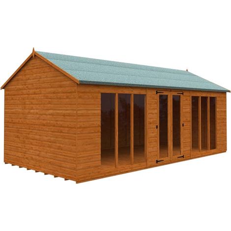 20x10 Full Pane Workman Apex 12mm Shed - L595 x W295 x H268.5 cm - Solid Wood/Softwood/Pine - Burnt Orange