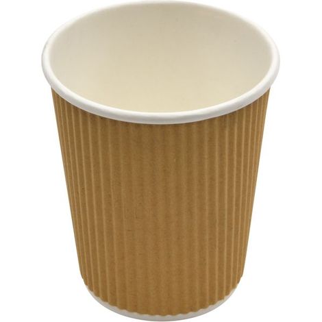 Gobelet en carton blanc double paroi ondulée kraft 240 ml - 500 unités - Betik