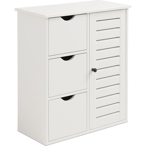 Armadio da bagno Relaxdays, A x L x P: 80 x 60 x 30 cm, 3 cassetti e vani, mobile per bagno, ingresso, cucina, bianco