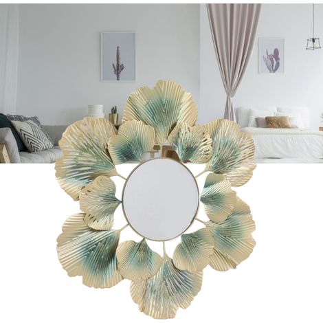 Dekorative Spiegelwand aus künstlichem Material – Ginkgoblatt A – Minimalistisches Eisendesign, langlebig, einfach zu montieren