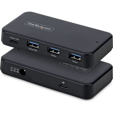 StarTech 311UE-USB-HUB Hub de 4 puertos USB-C y USB-A, 5Gbps 15W Power Delivery BC 1.2 Negro