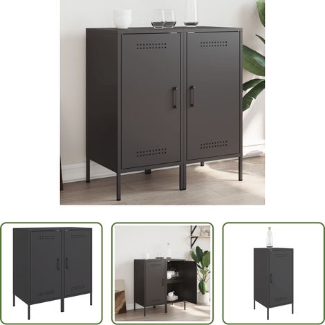 vidaXL Metallschrank -  Sideboards 2 Stk. Schwarz 36x39x79 cm Stahl (1/5)
