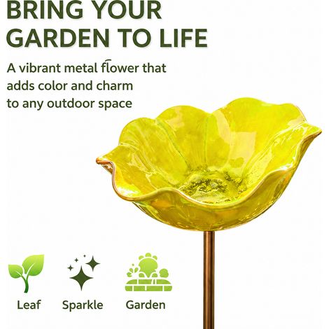 Abreuvoir à oiseaux en métal avec fleurs, moineaux de jardin faits main, abreuvoirs à oiseaux et mangeoires à insectes résistants à l'hiver, abreuvoirs à abeilles pour jardin et terrasse