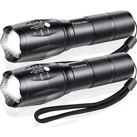 Lampe Torche Ultra Puissante, 2PCS Lampe de Poche Portable, 3000 Lumens, 5 Modes Étanche Anti-Choc Zoomable Lumineux Lampe Torche LED pour Bricolage Extérieur et Conditions Extrêmes (1/5)
