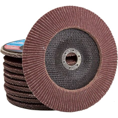 Pack of 10 flap discs Ø 125 mm Brown grain Abrasive disc for angle grinder