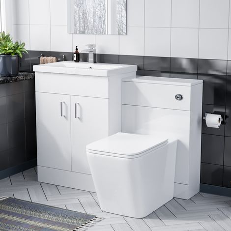 Nanuya 600 Floor Standing White Vanity, Ceramic Basin, BTW Toilet with UF Seat & WC Unit (1/5)