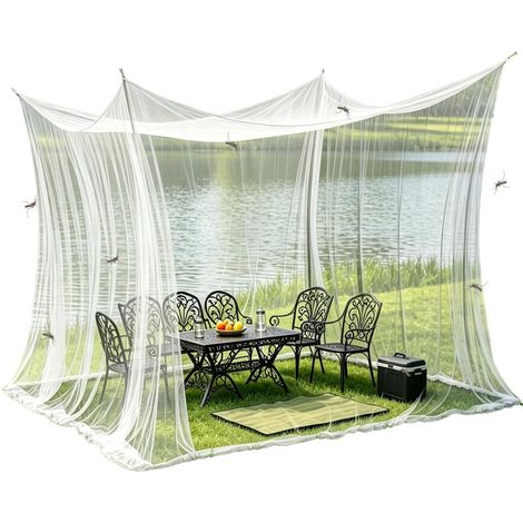 Moustiquaire d'extérieur,Moustiquaire pour l'intérieur et l'extérieur,Moustiquaire pour Lit Double-300 x 300 x 250 cm,220 Mailles,pour intérieur et extérieur,Terrasse,Patios et Camping (Blanc) (1/5)