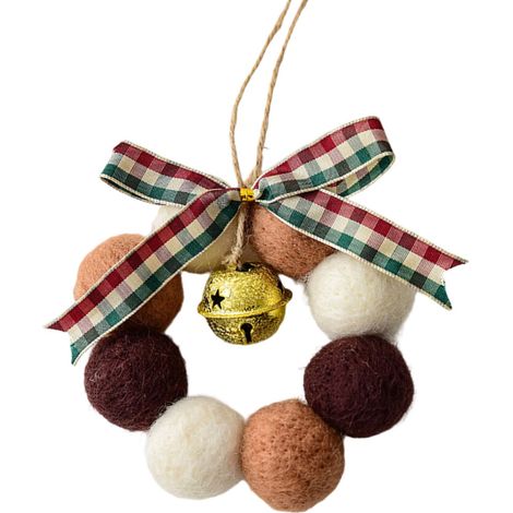Adorno para árbol de Navidad, mini corona de fieltro hecha en Francia.