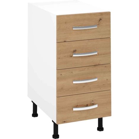 Mueble cocina bajo con 4 cajones en roble albar. 83 cm(alto)40 cm(ancho)58 cm(largo) (1/3)