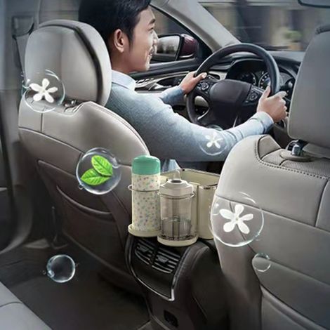 Mittelkonsole mit 2 klappbaren Getränkehaltern, multifunktionalem Autositz-Organizer, Taschentuchbox, Ablage für Smartphone und Geldbörse, Autoinnenausstattung. (1/3)