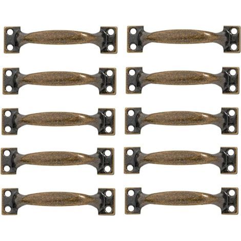 Ensemble de 10 poignées de porte cintrées vintage, poignées de porte en bois peint antique (200mm, vert bronze) (1/5)