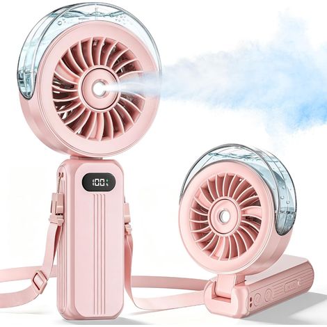 Mini ventilateur brumisateur portable (rose) (1/5)