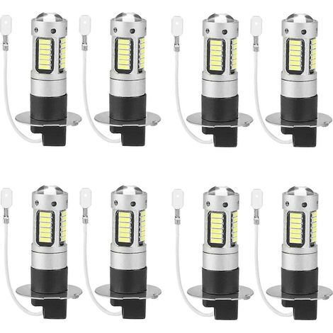 Kit de 8 ampoules LED H3 ultra-lumineuses pour feux de brouillard et feux de jour (DRL), blanc 6000K (1/5)