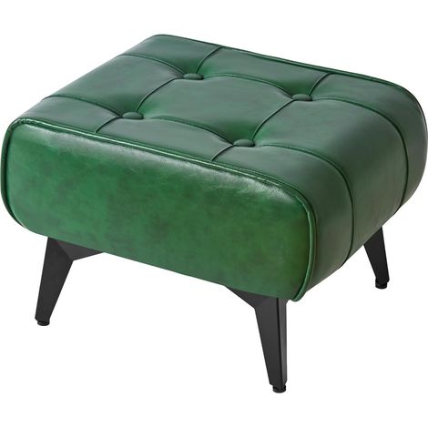 Pouf Ottoman Repose-Pieds en Fer, Tabouret de Canapé Moderne, Petite Table d'Appoint Polyvalente pour Salon Chambre, 40×30×26CM Vert HBD037GR (1/5)