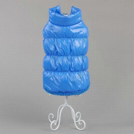 Winterliche Hundebekleidung für Französische Bulldoggen, Hundebekleidung für kleine Hunde, wattiertes warmes Outfit, Mantel/Jacke für Chihuahuas, Haustierbekleidung, blau, ärmellos (1/5)