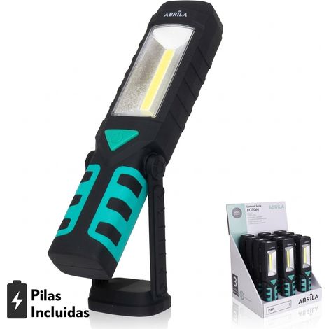 Linterna led de trabajo foton 3en1 encendido+2cob+emergencia 300lm base magnetica y gancho giratorio