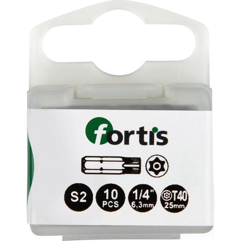 Bit zähhart 1/4" DIN3126 C6,3 T40x25mm mit Bohrung 10er Pack FORTIS (1/5)