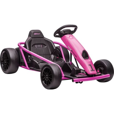24V Electric Go Kart for Kids, Drift Ride-On Racing Go Kart with 2 Speeds, for Boys Girls Aged 8-12 Years Old, Pink