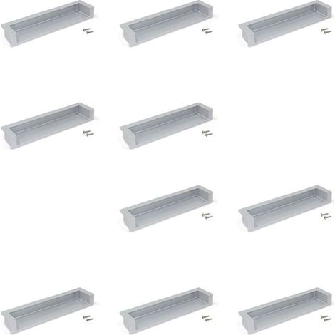 Emuca Lotto di 10 maniglie per mobili Sedavi, L137mm, interasse 128mm, Zama, Verniciato alluminio (1/5)
