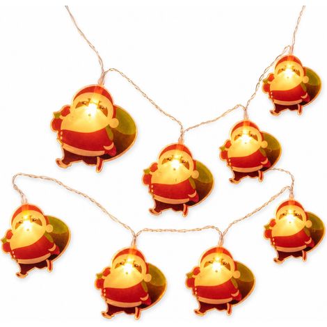 Guirlande Lumineuse LED Noël Père Noël avec Sac à Dos, 40 LED, 6 m, à Piles, Fixe et Clignotante (1/5)