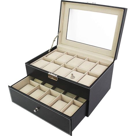 Coffret à Montres avec Tiroir - 2 Étages - Capacité 20 Montres (1/5)