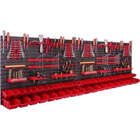 Pannello portautensili, 230 x 78 cm, materiale plastico, installazione a parete rapida, configurazione mobile, compatibile con vari utensili (1/5)