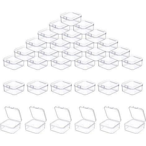 50 Pièces Petite Boite de Rangement, 3.5 3.5 1.8cm Mini Boite Rangement Plastique avec Couvercle, Boite de Rangement Transparente pour Petits Objets et Autres Projets D'artisanat-Karteo (1/2)