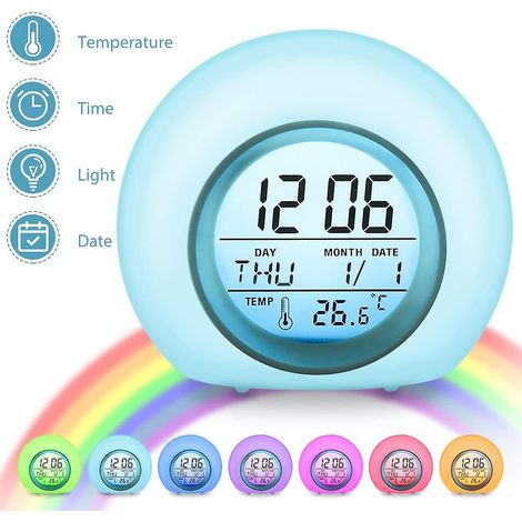 Réveil LED pour enfants, réveil lumineux à 7 couleurs changeantes (1/5)
