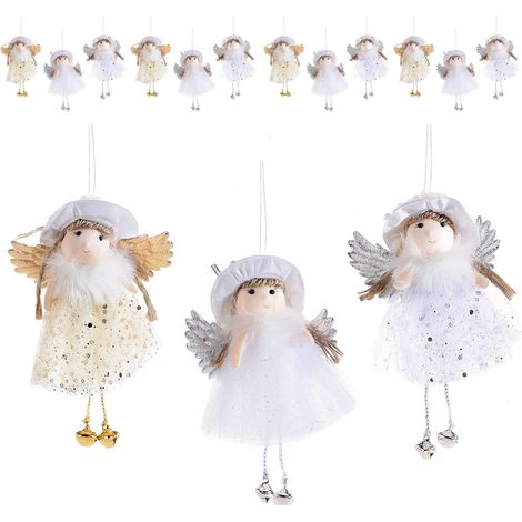 Set 12 Angeli da Appendere con Abito in Tulle - Addobbi per Casa e Natale (1/3)