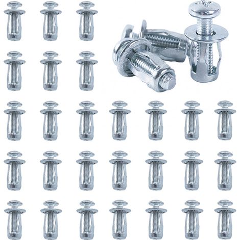 Lot de 20 chevilles murales creuses en métal M8 x 30 - Écrou pétale - Vis à expansion - Chevilles en métal - Chevilles à expansion - Chevilles en métal pour murs minces, portes creuses, tôle