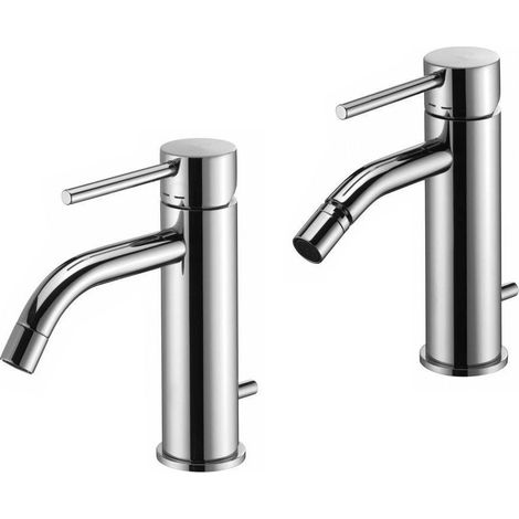 Set miscelatore lavabo e bidet con piletta di scarico colore cromo Paffoni Light KITLIG2CR